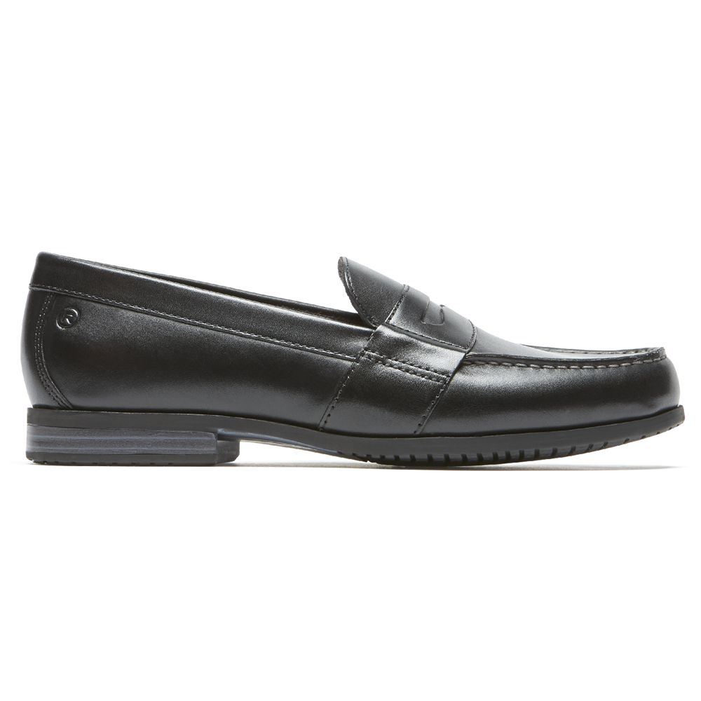 Rockport Men's Classic Lite 2 Penny Slip-Ons Loafers - Black - USA (9836XEQCM)